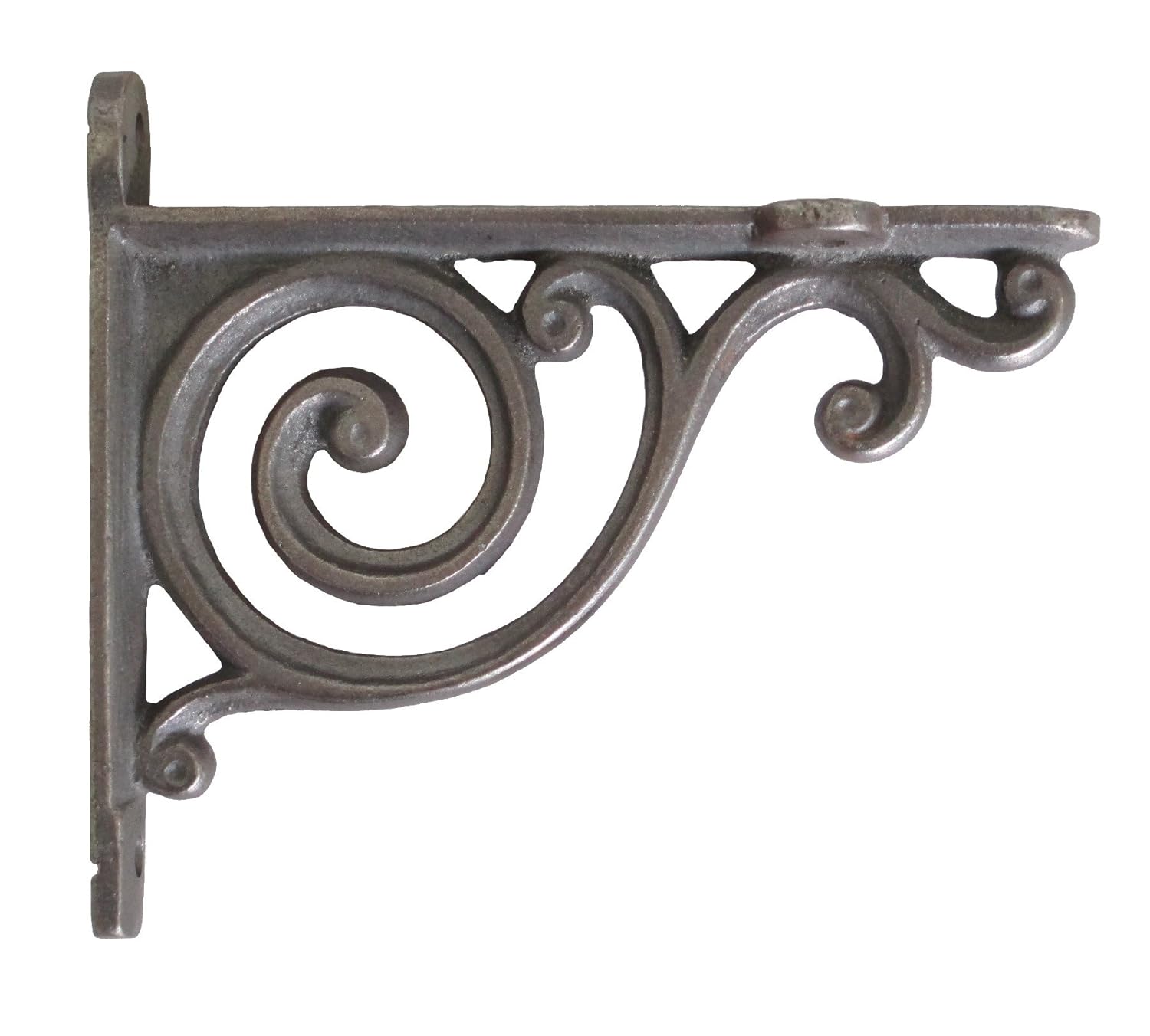 Pair of Small Cast Iron Shelf Brackets with Victorian Scroll Design
