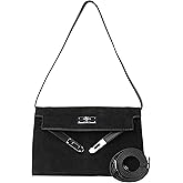 Nylosiaind Suede Shoulder Bag, Crossbody Style with Flap and Buckle Closure