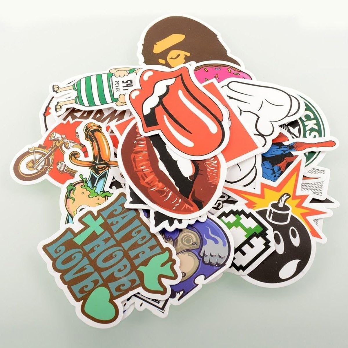 Korlen 100 PCS Stickers Laptops, Skateboards, Luggage, Cars, Bumpers, Bikes, Bicycles pack sticker