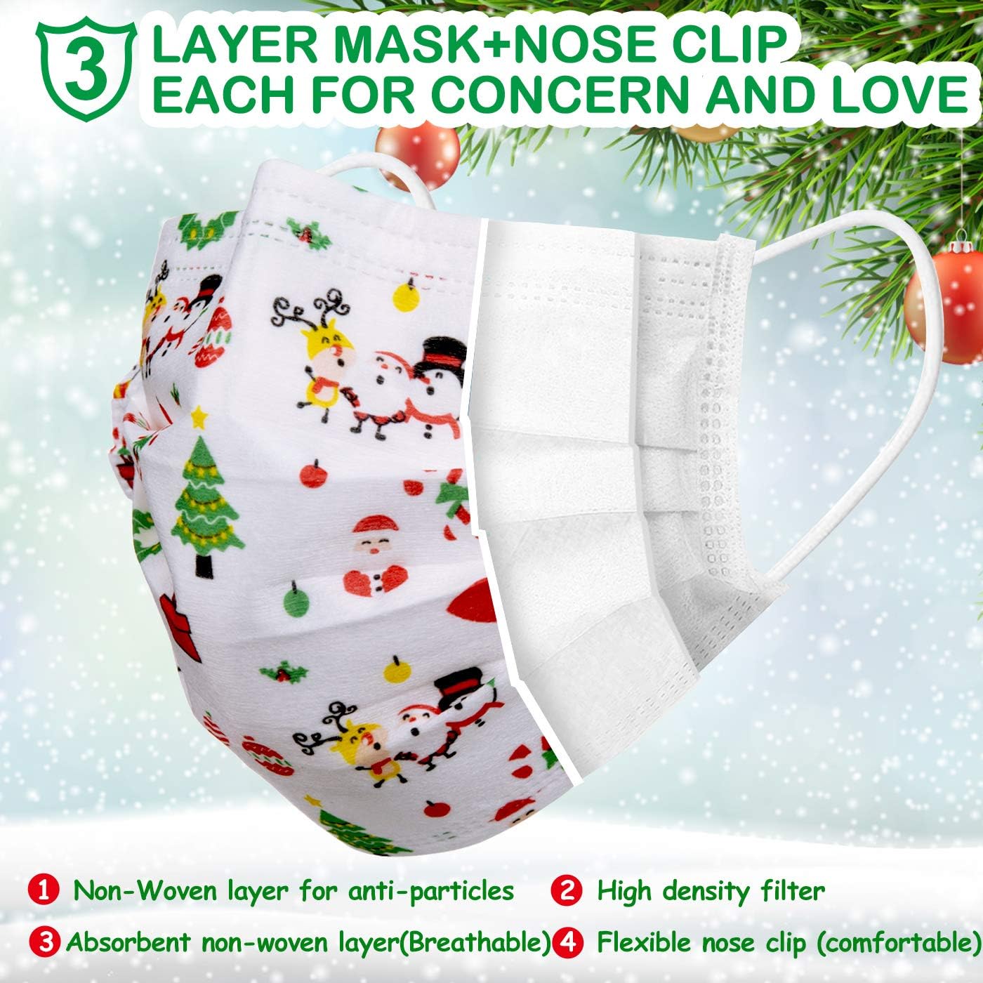 WAPIKE Disposable Face Masks, Kids Face Masks, Christmas Face Mask for Kids Child Adults : Sports & Outdoors