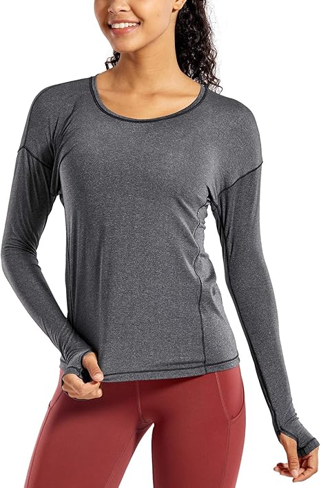long sleeve yoga top with thumb holes