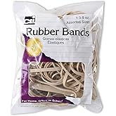 Charles Leonard Rubber Bands, 3/8 Ounce Bags, Amber, Assorted Sizes (56381) | Assorted Sizes | Generous Amount in Each Pack | Great for Bundling Documents | Comes in a Variety