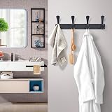 BOOKARROW Coat Hook Wall Mounted Matt Black Heavy Duty Aluminum Wall Coat Rack view 8