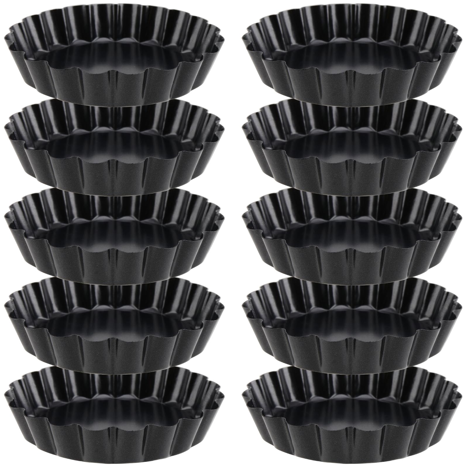 YUENPUN 10 PCS 10cm Quiche Tin Loose Base, 4 Inch Non-Stick Tart Tin Pans, Small Flan Tart Dishes,Tartlets Tins for Baking, Cooking