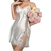 Floerns Women's Embroidery Mesh Lingerie Dress Chemise Stain Nightgown Sleepwear