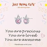 Birthstone Earrings for Girls, 925 Sterling Silver Stud Earrings for Women, Unicorn Gifts for Girls, Cubic Zirconia Studs Earrings, Unicorn Birthday Christmas Gifts for Teens Women