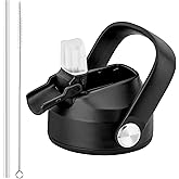 Prurex Straw Lid with Silicone Nozzle for Hydro Flask/Thermoflas/Iron Flask/Takeya/Simple Modern and More 12-64 oz 2.28" Wide Mouth Bottles,Water Bottle Accessories