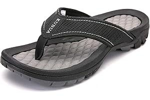 KUBUA Men's Beach Flip-Flops Water Sandals Outdoor Athletic Thong Sandal Slippers
