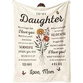 Valentines Daughter Gifts from Mom, Daughter Birthday Gifts, to My Daughters Blanket with Flower, Birthday Christmas Graduation Gift for Daughters Adult, Daughter's Blanket from Mom, 60'' X 50''