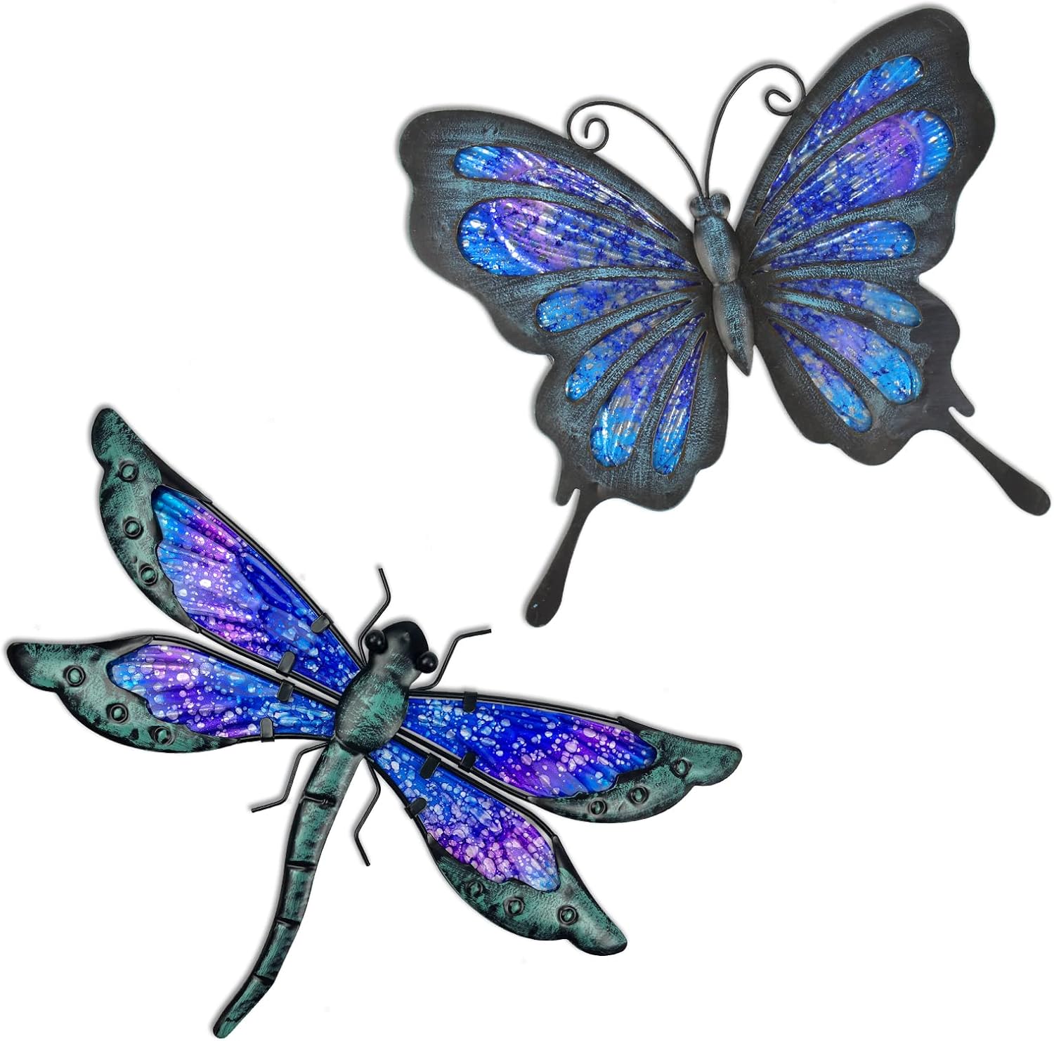 Plaques & Wall Art - HONGLAND Metal Dragonfly Decor - Metal Butterfly Wall Decor - Metal Wall Art - Outdoor Wall Decor - Dragonfly Ornaments Wall Sculptures Gifts Hanging Decorations for Garden Yard Home