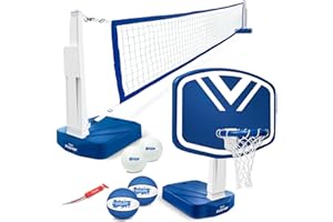 GoSports Splash Hoop 2-in-1 Pool Basketball Hoop & Volleyball Net Game Set