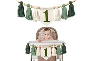 ERENIKO Handmade Boho 1st Birthday High Chair Banner Party Decoration for Girl Baby Shower Wall Hangings Decorative for Kids Bedroom