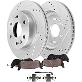 Detroit Axle - Front Brake Kit for Chevy GMC Silverado Sierra 1500 Tahoe | Yukon XL Cadillac Escalade ESV Drilled and Slotted Disc Brakes Rotors Ceramic Brake Pads Replacement 13.50" inch Rotor