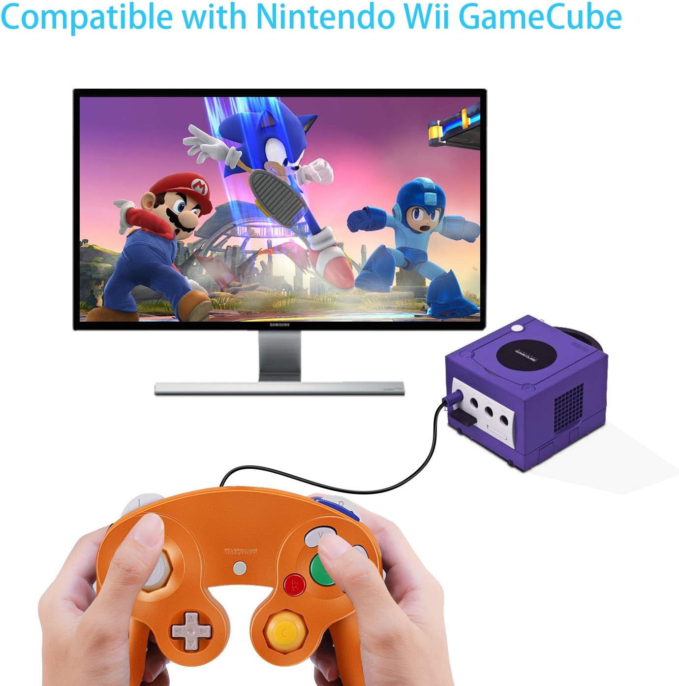 Gamecube Controller, VOYEE Wired Game Cube Gamepads 2 Pack for Nintendo Gamecube & Wii Console (Purple & Orange): Computers & Accessories