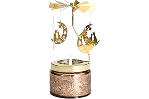 Lavault Mesmerizing Candle Mobile Carousel - Spinning Candle Holder Designed for Relaxing Atmosphere - Rotary Candle Carousel - Quality Materials for Long-Lasting Use - Easy to Clean - Gold Moon Cat