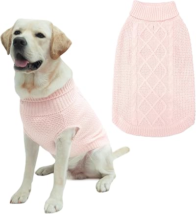 Mihachi Turtleneck Dog Sweater Winter Coat Cable Knit Leash Hole Assorted Colors