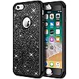 Hython Compatible with iPhone 6/6s Case, Heavy Duty Full-Body Defender Protective Case Bling Glitter Sparkle Hard Shell Hybrid Shockproof Rubber Bumper Cover for iPhone 6 and 6s 4.7-Inch, Black