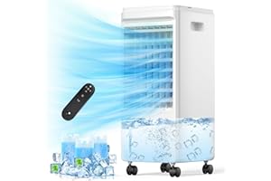 SLKDRFT Portable Air Conditioners Windowless, 3-IN-1 Evaporative Air Cooler, Swamp Coolers w/ 3 Ice Pack, 1.85 Gal Water Tank, 4 Modes, 80° Oscillation, 7H Timer, Portable Ac for Bedroom, Room, Indoor White