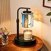 Rsbrillialite Candle Warmer Lamp - Blue Tiffany Marble Base Timer | Rsbrillialite Candle Warmer Lamp - Blue Tiffany Style Marble Base Wax Warmer with Timer for Room Decor