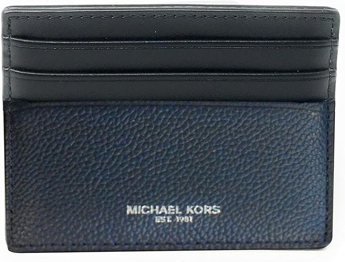 Michael Kors Mens Slim Leather Card Case Wallet (Navy