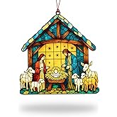 Nativity Ornaments, Christian Nativity Scene Decorations for Tree, Christmas Ornaments 2025, Religious Christmas Ornament with Holy Family, Faith-Based Christian Ornament for Home, The Great Gift