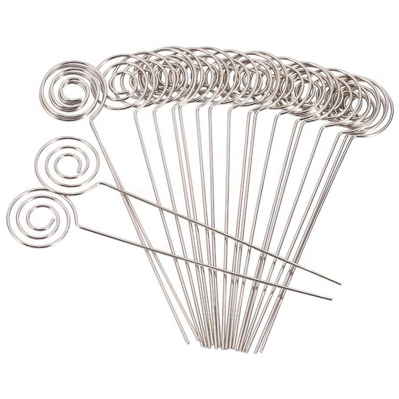 50pcs Ring Loop Craft Wire Clip Table Card Holders Note Photo Picture Memo Holder Metal Clamp Clay Cake Decoration Accessories (Round)