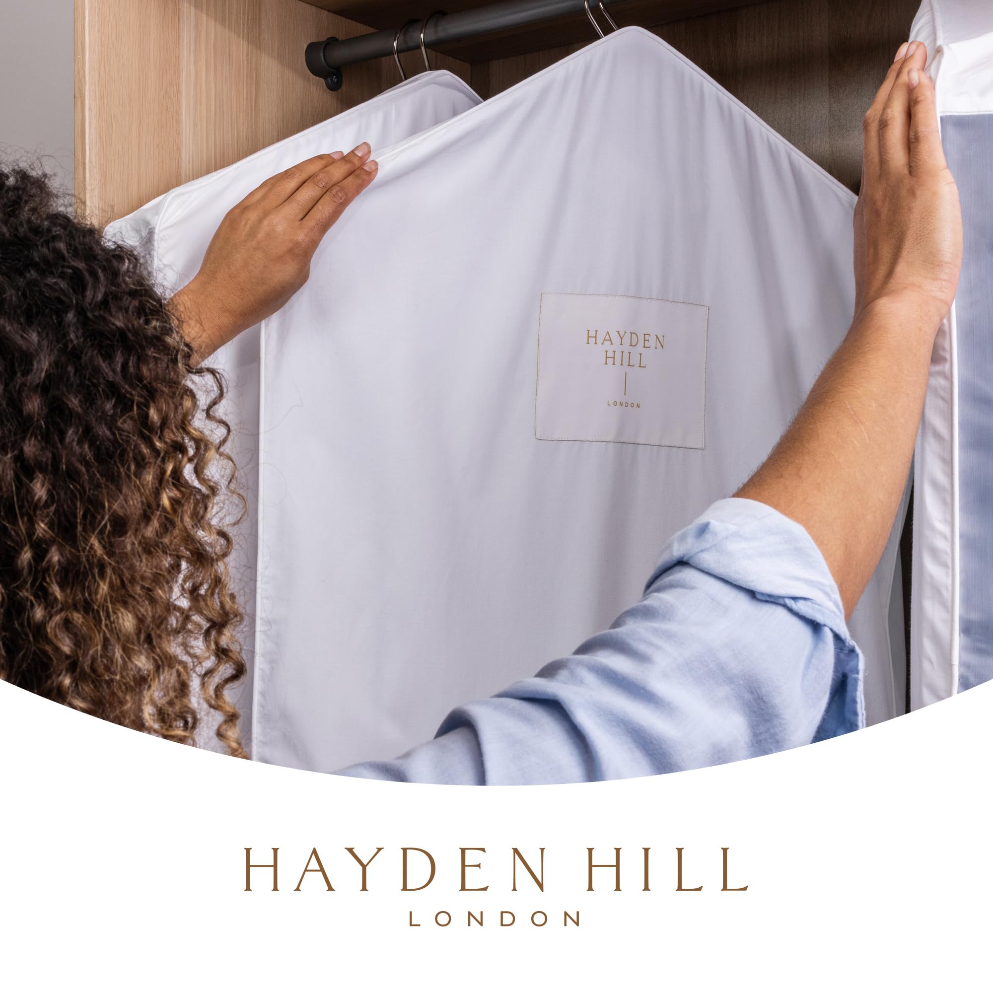 Hayden Hill Luxury Organic Cotton Garment Storage Bag - Short 40 Inch - Breathable Hanging Clothes Bag for Short Dresses, Jackets & Suit Bags for Closet Storage - Certified Carbon Neutral