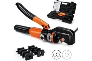 Sanuke Hydraulic Crimping Tool 10 Tons 12 AWG to 2/0 AWG, Battery Cable Lug Wire Terminal Crimper with 9 Die Sets, 1/8” Wire 