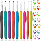 Vodiye 23 PCS Crochet Hooks, Ergonomic Handle Crochet Hooks Set for Arthritic Hands, Comfortable Smooth Crochet Needles Extra