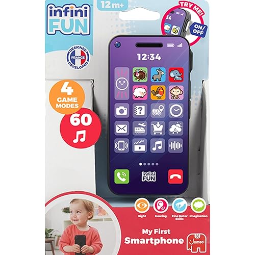 Infini Fun My First Smart Phone - Electronic Game for Kids, Toy Mobile Phone for Imaginative Play - Ultra-Realistic Pretend Kids Play Set, Fake Telephone, Discover Colours & Sounds - 12 Months +