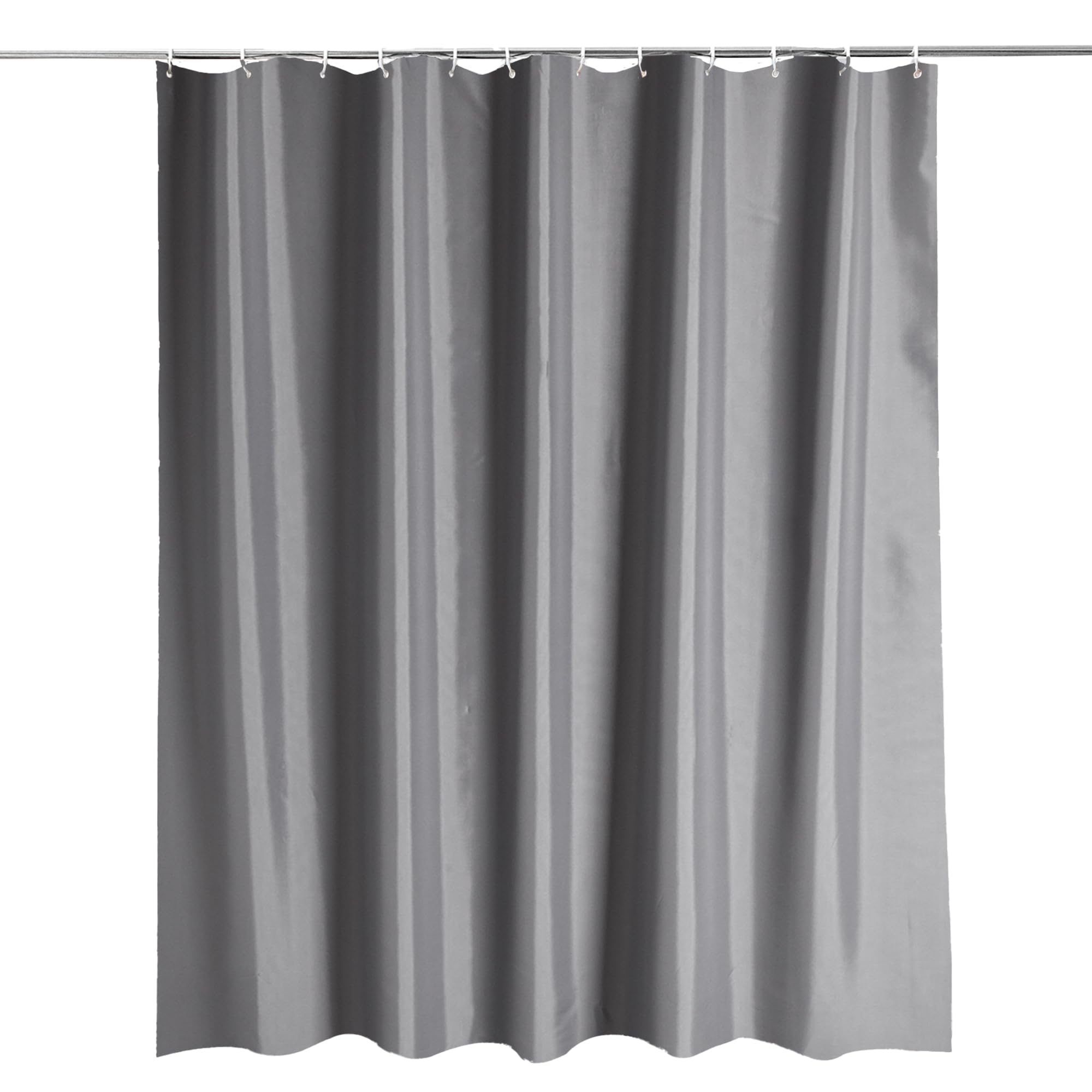 Trimming Shop Grey Shower Curtain - Polyester Fabric Bathroom Curtain, Waterproof & Mould Resistant, With 12 Hooks, Washable 180x200cm Long Shower Liner, Blackout Design for Stylish Bathroom