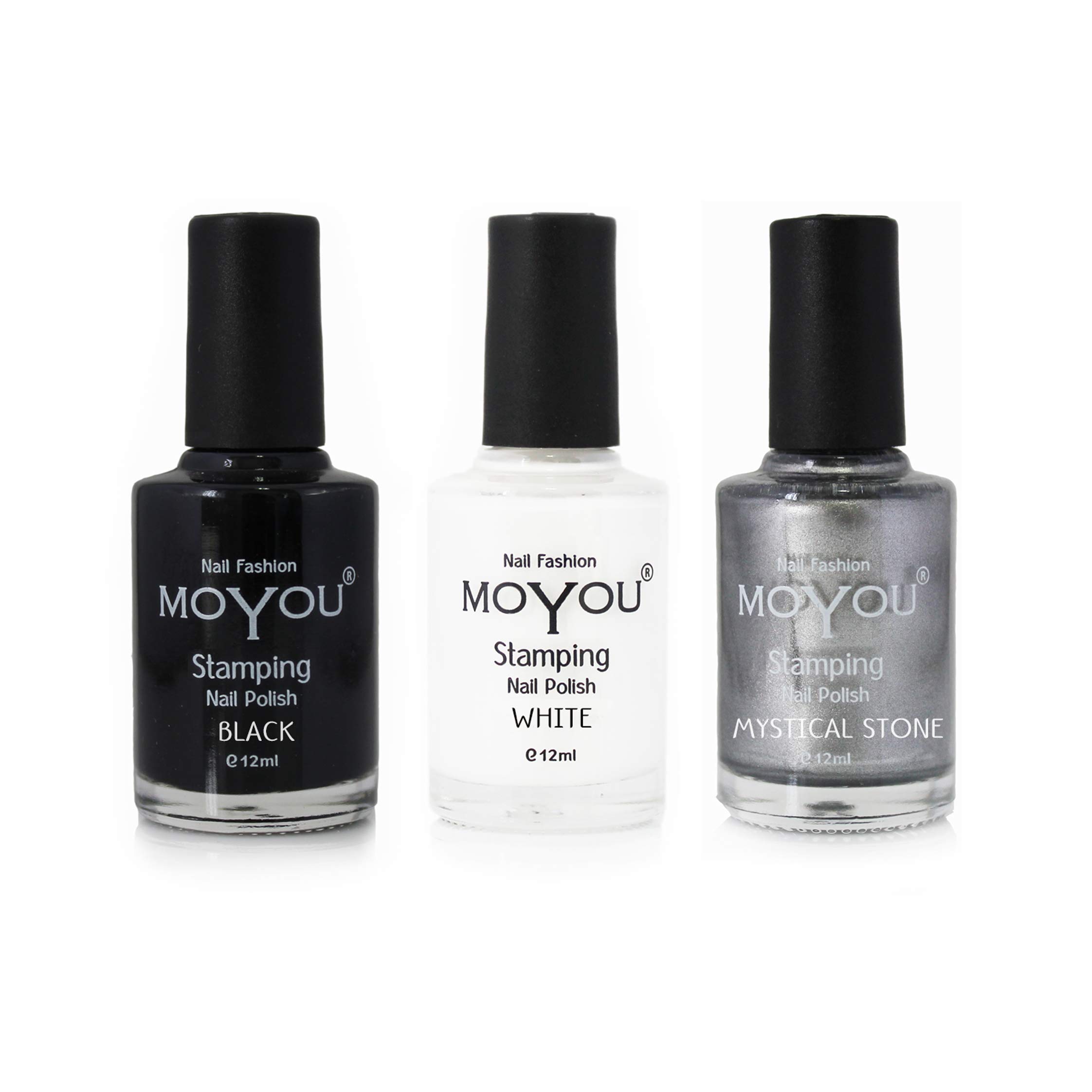 MoYou Nails Bundle of 3 Stamping Nail Polish: Black, Silver and White Colours Used to Create Beautiful Nail Art Designs Sourced Directly from the Manufacturer