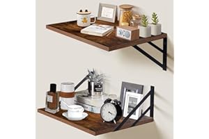 Tectocker-DOU 2 Pc Deep Floating Shelves ; 12 Inch Deep Wall Mounted Hanging Shelves for Living Room, Kitchen, Office, Bathro