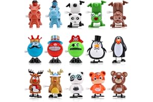EEOCWF 15pcs Wind Up Toys for Kids, Assorted Animals Walking Jumping Clockwork Toys, Classroom Rewards Staff Appreciation Gifts Birthday Party Favors Treasures Box Goody Bag Fillers Windup Bulk Toys