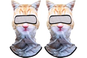 DAXOTU Cat Ski Mask, 2 Pack 3D Sheisty Face Balaclava, Winter Outdoor Shiesty Animal Hood with Ears, Halloween Decor