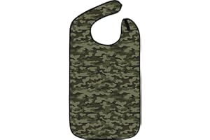 Classic Bib Designs Adult Bibs for Eating: Reusable with Crumb Catcher Pocket - For Men and Women