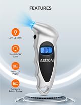 AstroAI Digital Tyre Pressure Gauge 150 PSI Backlit LCD 4 Units Silver view 3