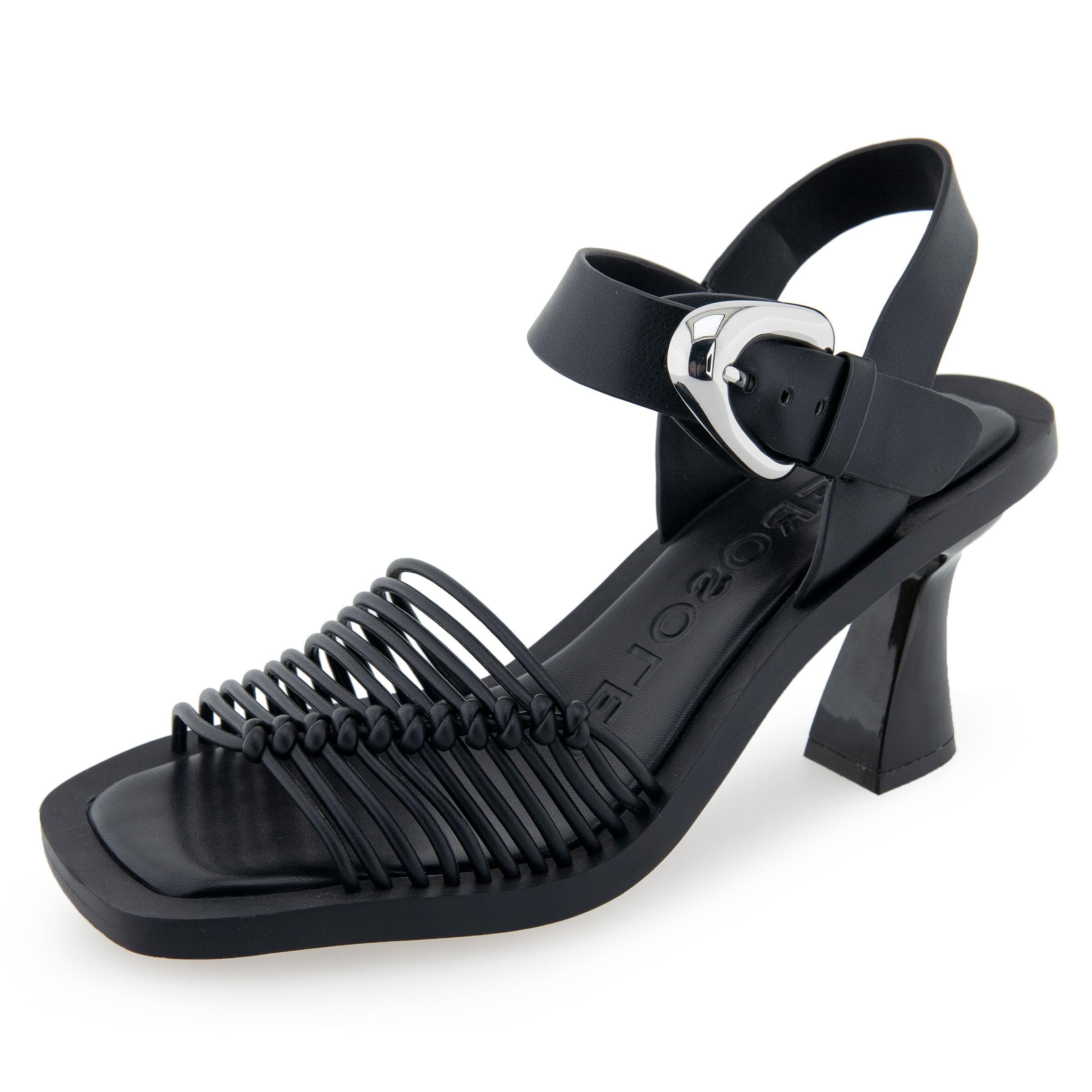 Aerosoles Women’s Crew Heeled Sandal, Black PU, 7.5