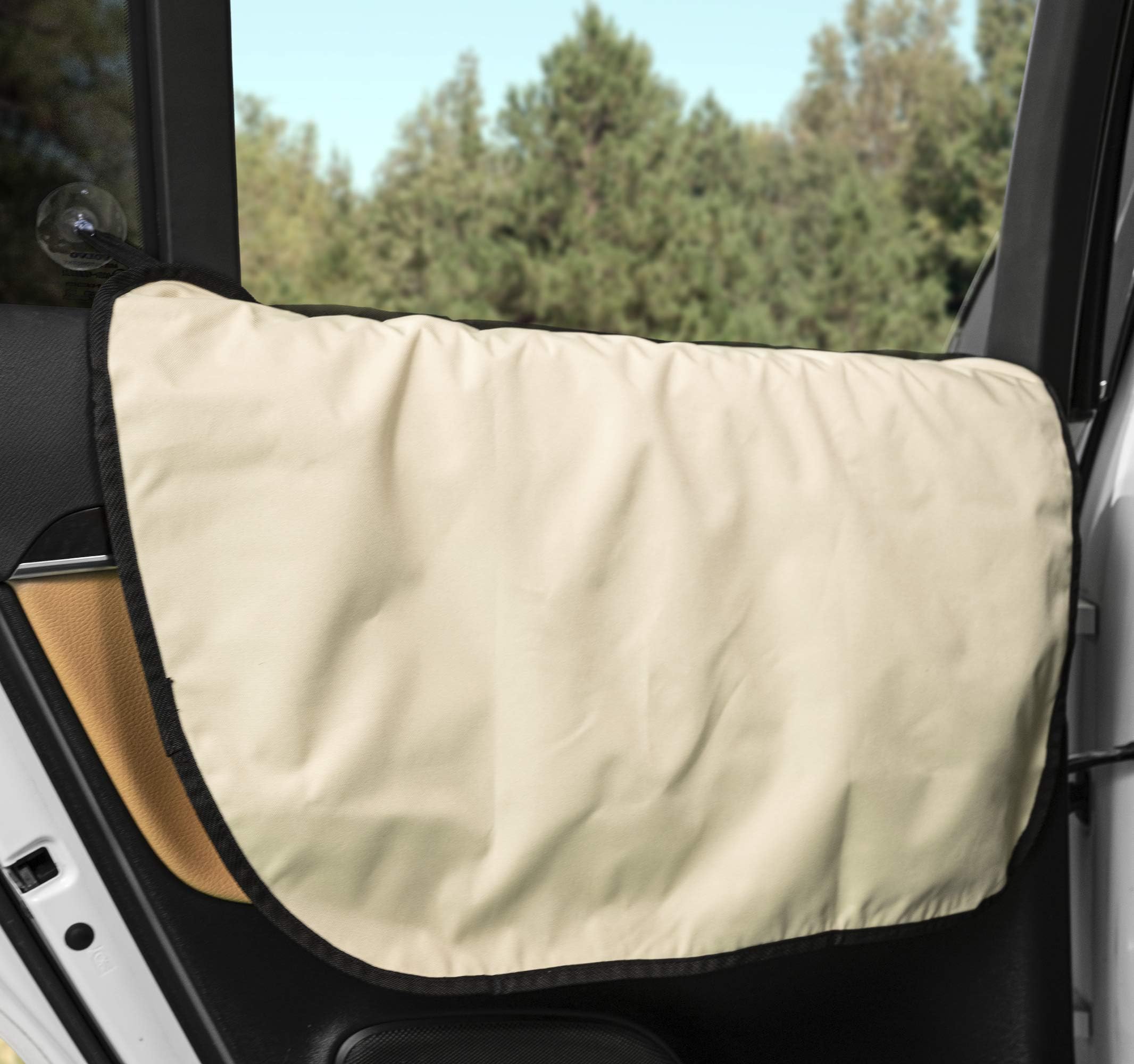 Plush Paws ProductsPremium Car Door Protector | Washable & Waterproof Interior Door Cover for Car, Truck, & SUV | One Size Fits Most Nonslip, Tear Resistant Door Guard | Set of 2 Tan
