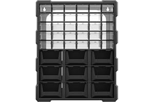 DURHAND Plastic 39 Drawer Plastic Parts Storage, Wall Mount Screw Organizer for Garage, Hardware and Craft Cabinet for Small 