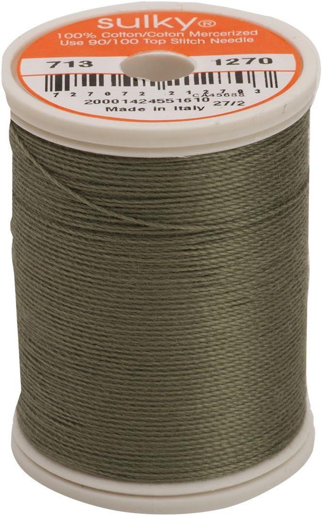Sulky Of America 660d 12wt 2-Ply Cotton Thread, 330 yd, Dark Grey Khaki