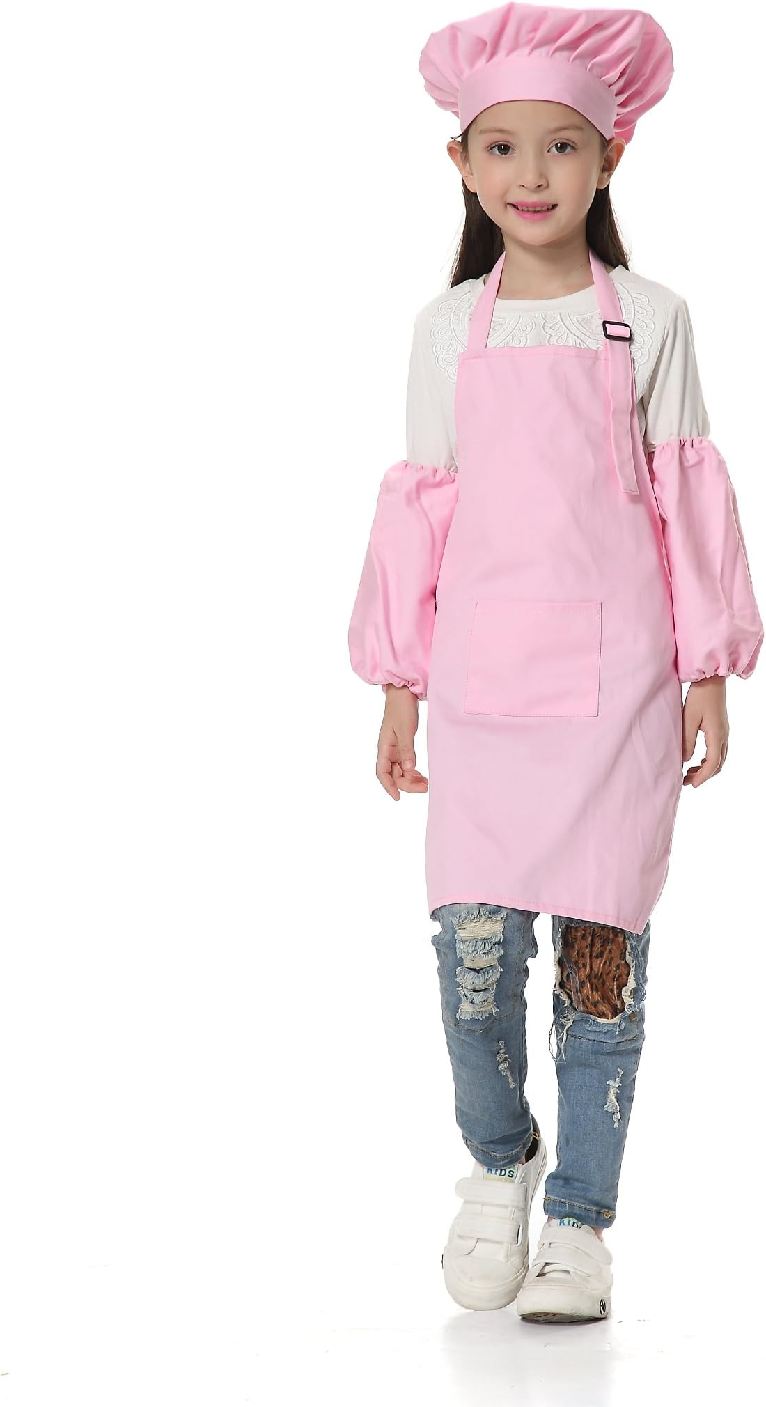 OSBEL Deluxe Child's Chef Hat Apron Set Children's Kitchen Cooking and Baking Wear Kit for Chefs in Training