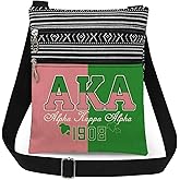 XiaoGalaee 1908 AKA Sorority Sister Crossbody Bag with Adjustable Strap Green Pink Color Print Greek Sorority Messenger Bag