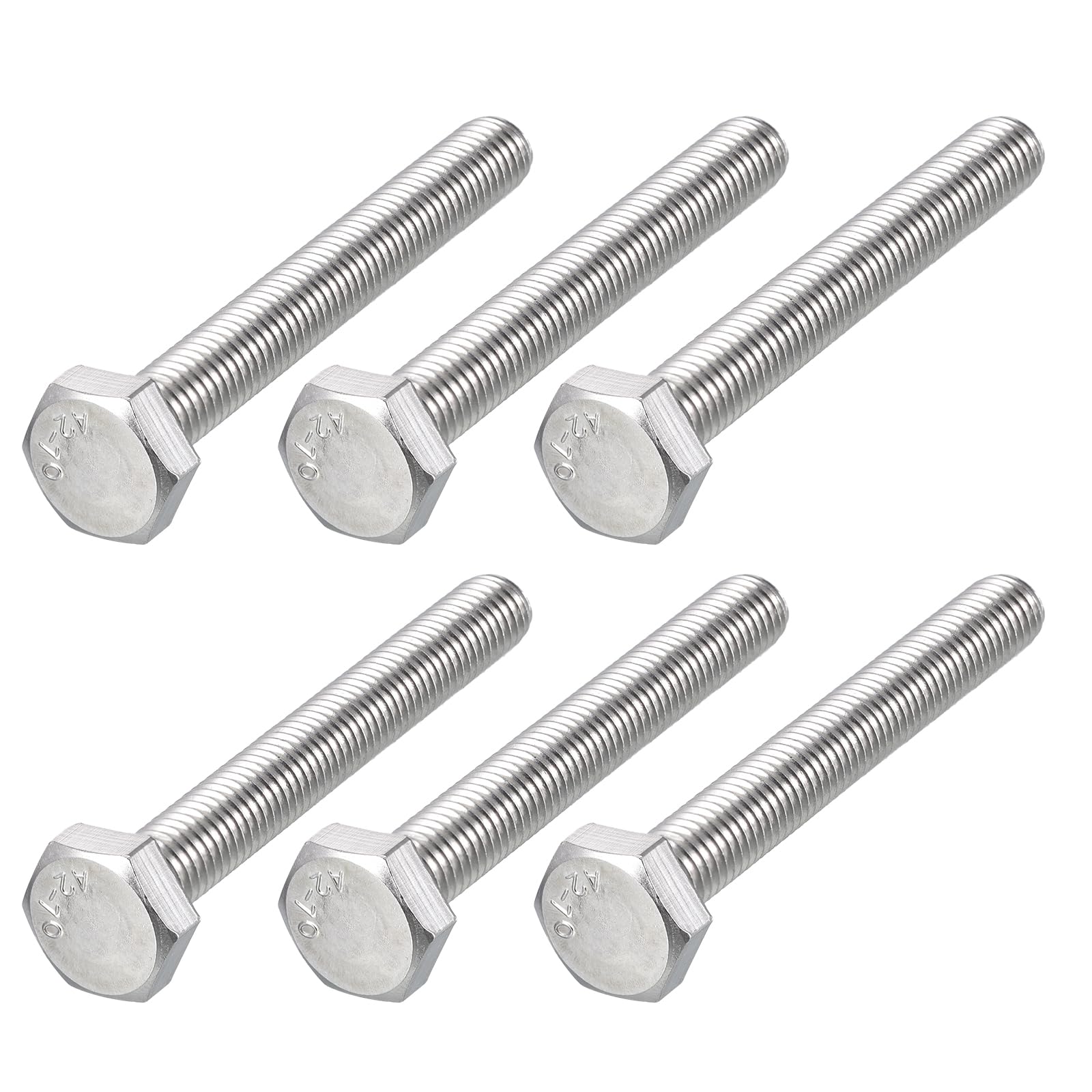 METALLIXITY Hex Bolts (M10-1.5x80mm) 6Pcs, 304 Stainless Steel Coarse Fully Threaded Hex Head Screw Bolt Machine Screws - for Furniture Repair, Silver — image 1