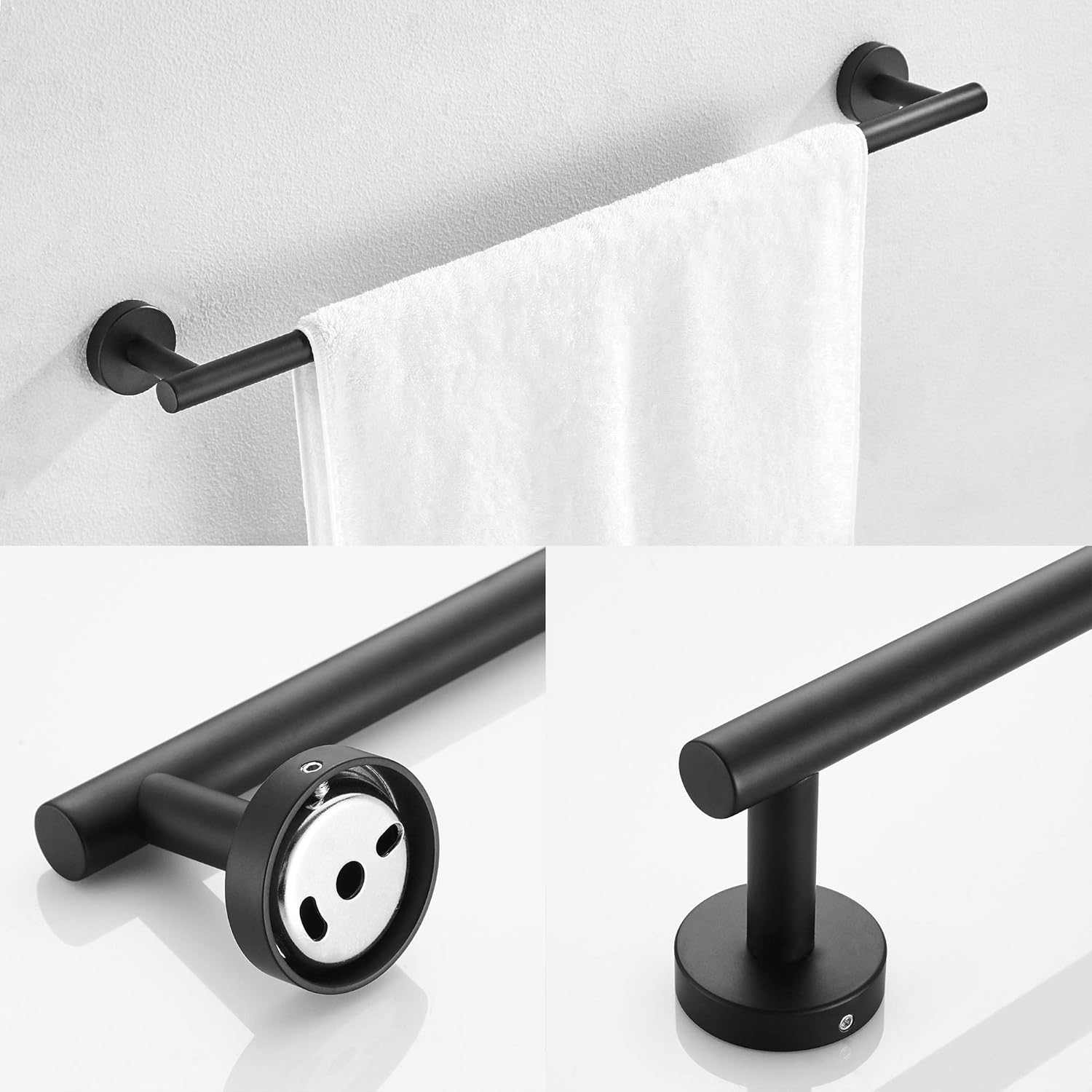 Marmolux Acc Towel Racks for Bathroom Black Bathroom Accessories-Hand Towel Bar, Towel Ring, Toilet Paper Holder, Towel/Robe Hook, Stainless Steel Wall Mounted Toilet Towel Rack Set 9110BK Matte Black: Home & Kitchen
