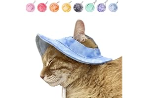 URNAT Pet Cat/Dog Bucket Hat Cool Costume – Practical Stylish Dress Up Clothing Accessories for Festival Party Outdoor Activities (Blue, Medium)