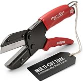 Multi-Cut Industrial Cutter, Heavy Duty Blade for Plastic, Rubber, Vinyl | Blade-to-anvil action cuts plastic, vinyl, rubber, wood and leather. Steel blades, safety lock, 3 spares.