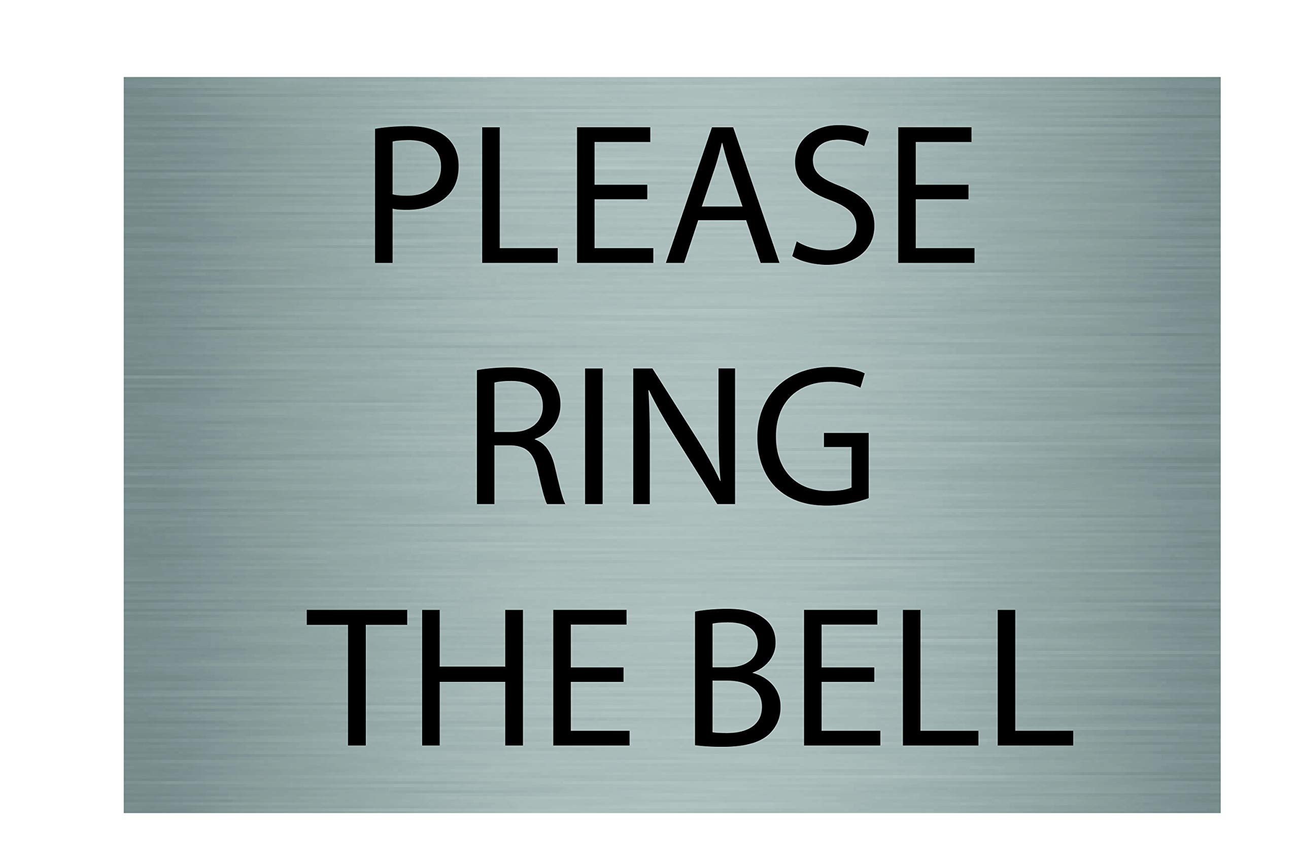 Maggie-mais Please Ring The Bell Metal Aluminium Door Sign Plaque for House Office 15cmx10cm (Brushed Silver)