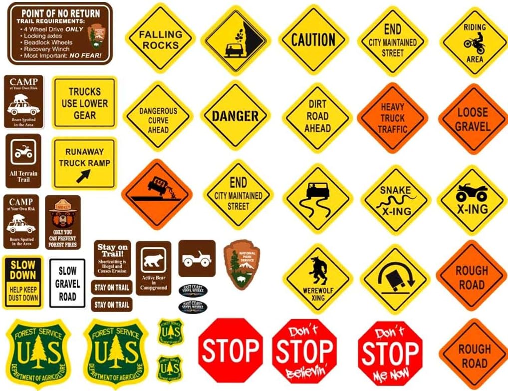 Amazon Com 1 10 Rc Rock Crawler 41 Piece Diy Trail Road Sign Set Scale Garage Accessory Kitchen Dining
