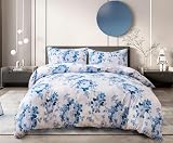 Prime Linens Duvet Cover Set 3 Pcs Brushed Microfibre Vintage Floral Blue Single